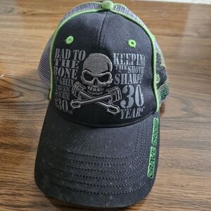 Grave Digger Black Trucker Hat with Neon Green Trim